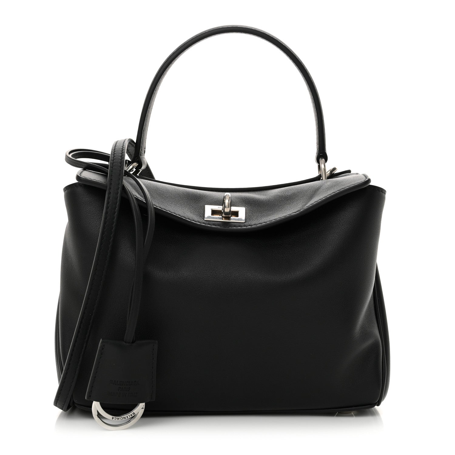 Balenciaga Natural Smooth Calfskin Mini Rodeo Top Handle Handbag Black 1 of 9