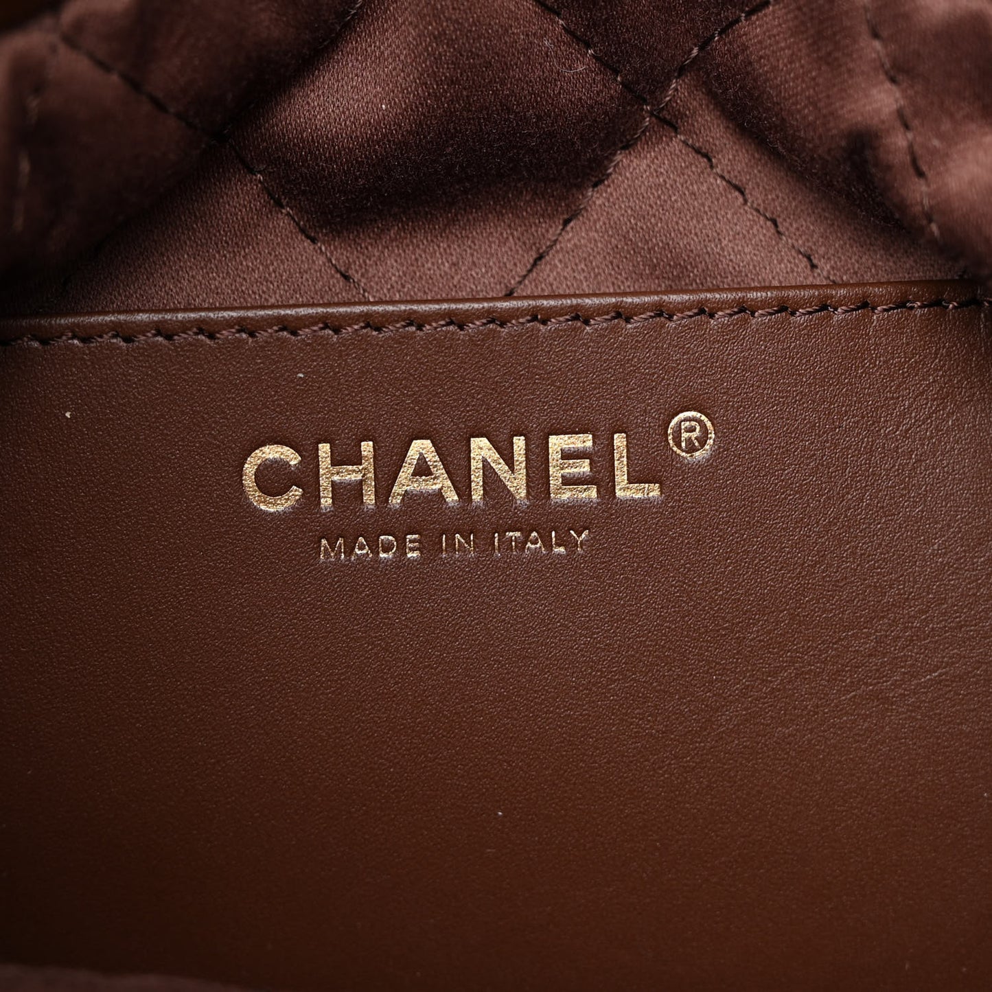 Shiny Calfskin Quilted Mini 22 Brown