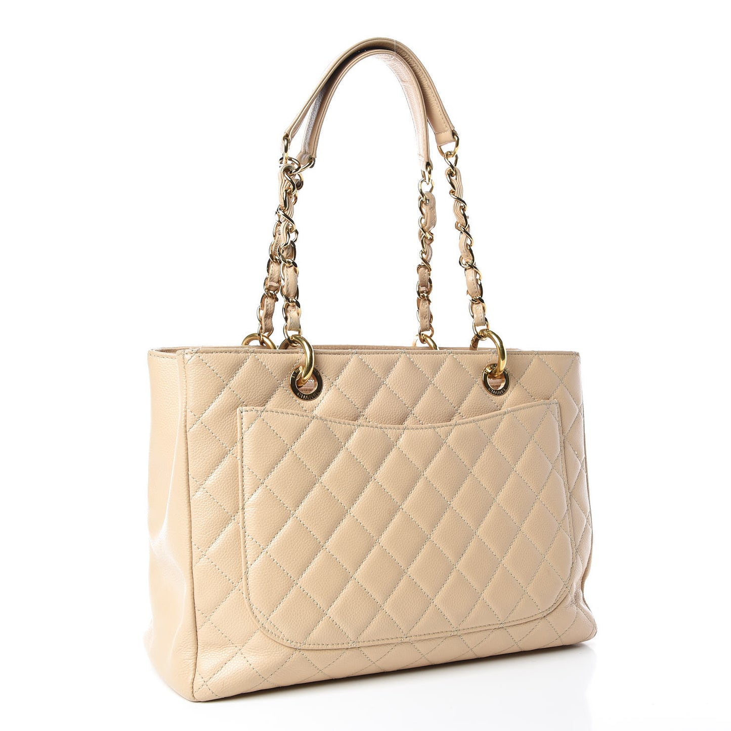Caviar Quilted Grand Shopping Tote GST Beige Clair