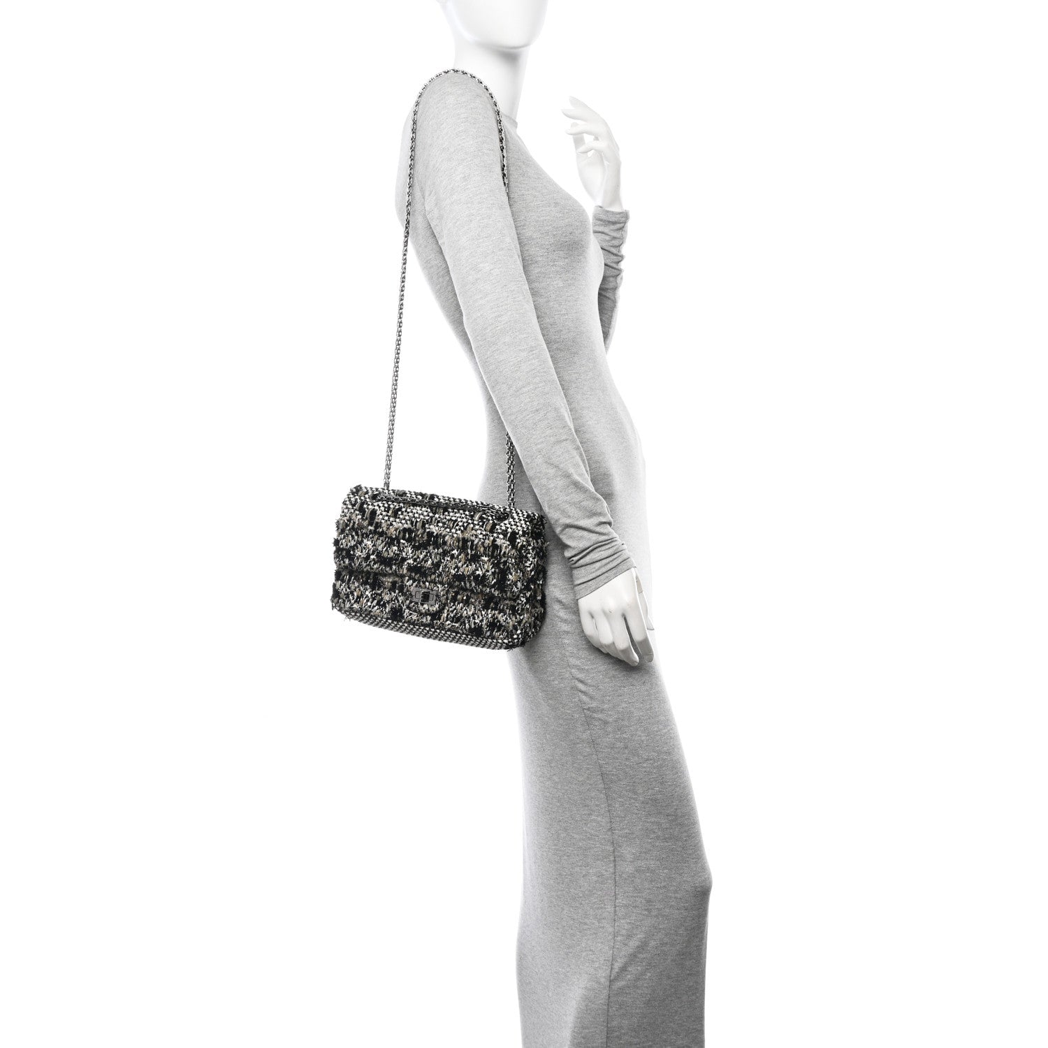 Chanel Tweed 2.55 Reissue 225 Flap Black White 2 of 12