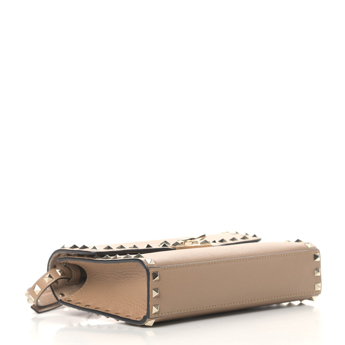 Pebbled Calfskin Medium Rockstud Flip Lock Crossbody Bag Deep Alpaca