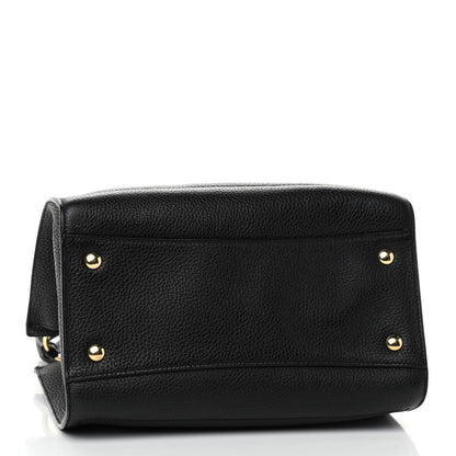 Salvatore Ferragamo Hammered Calfskin Double Handle Small Amy Tote Black 4 of 11