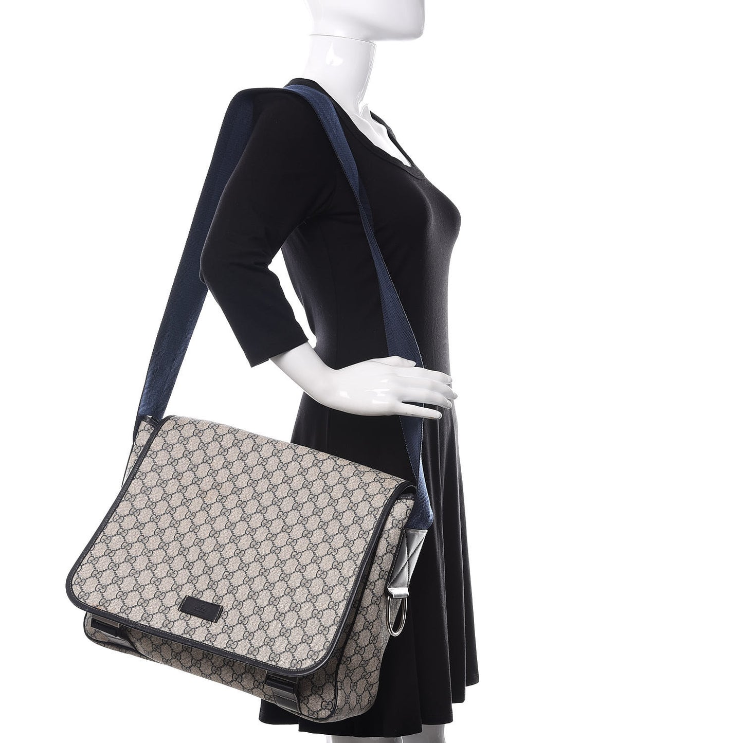 GG Plus Monogram Messenger Diaper Bag Navy