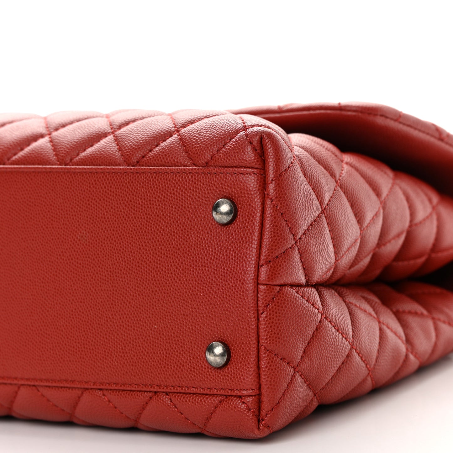 Caviar Quilted Medium Coco Handle Flap Dark Red