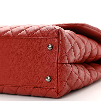 Chanel Caviar Quilted Medium Coco Handle Flap Dark Red 10 of 14