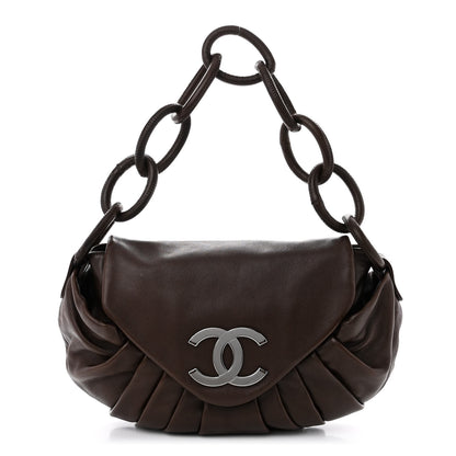 Chanel Lambskin Pleated CC Shoulder Bag Marron Fonce 1 of 10