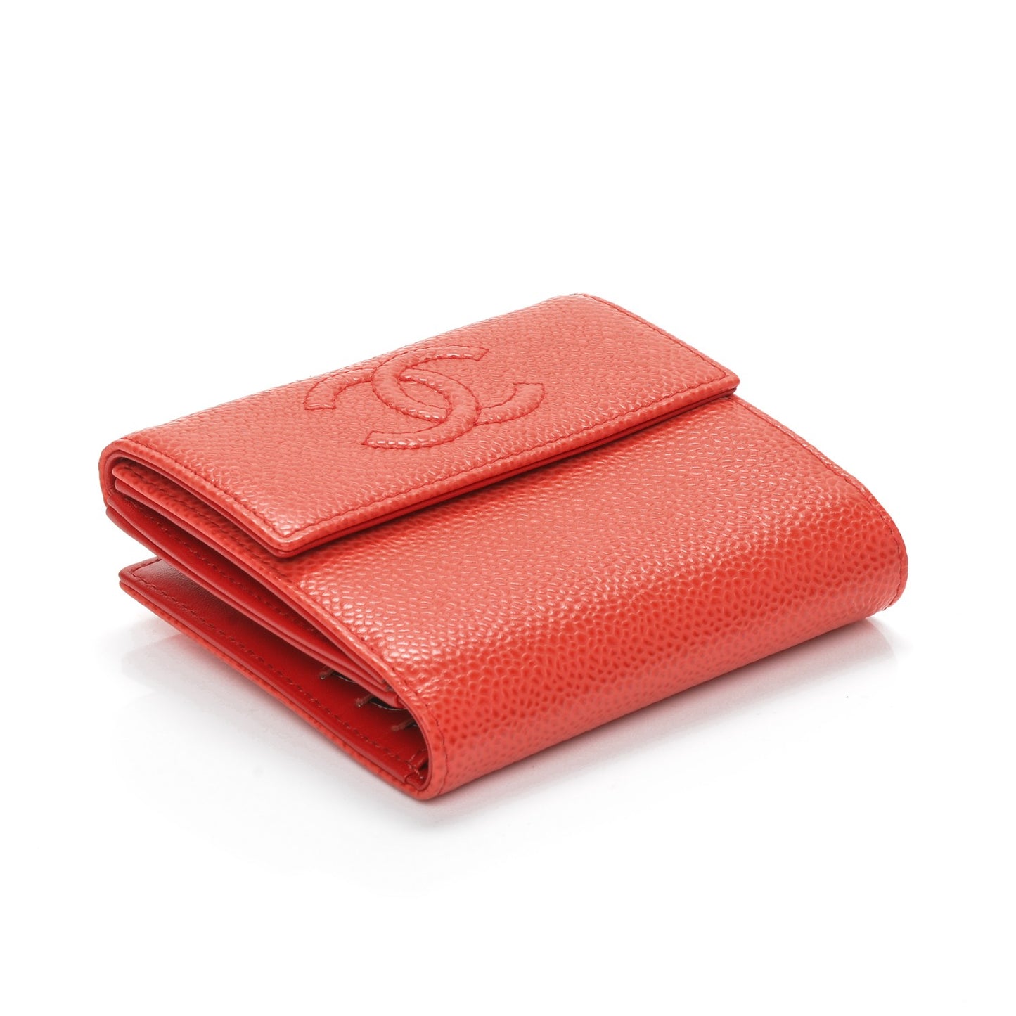 Caviar Timeless CC Compact French Wallet Red