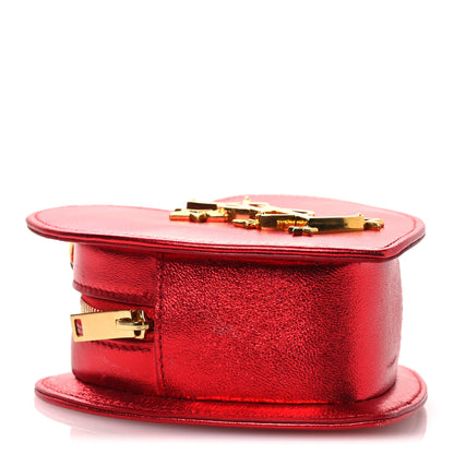 Saint Laurent Metallic Lambskin Small Love Heart Chain Bag Red 4 of 13