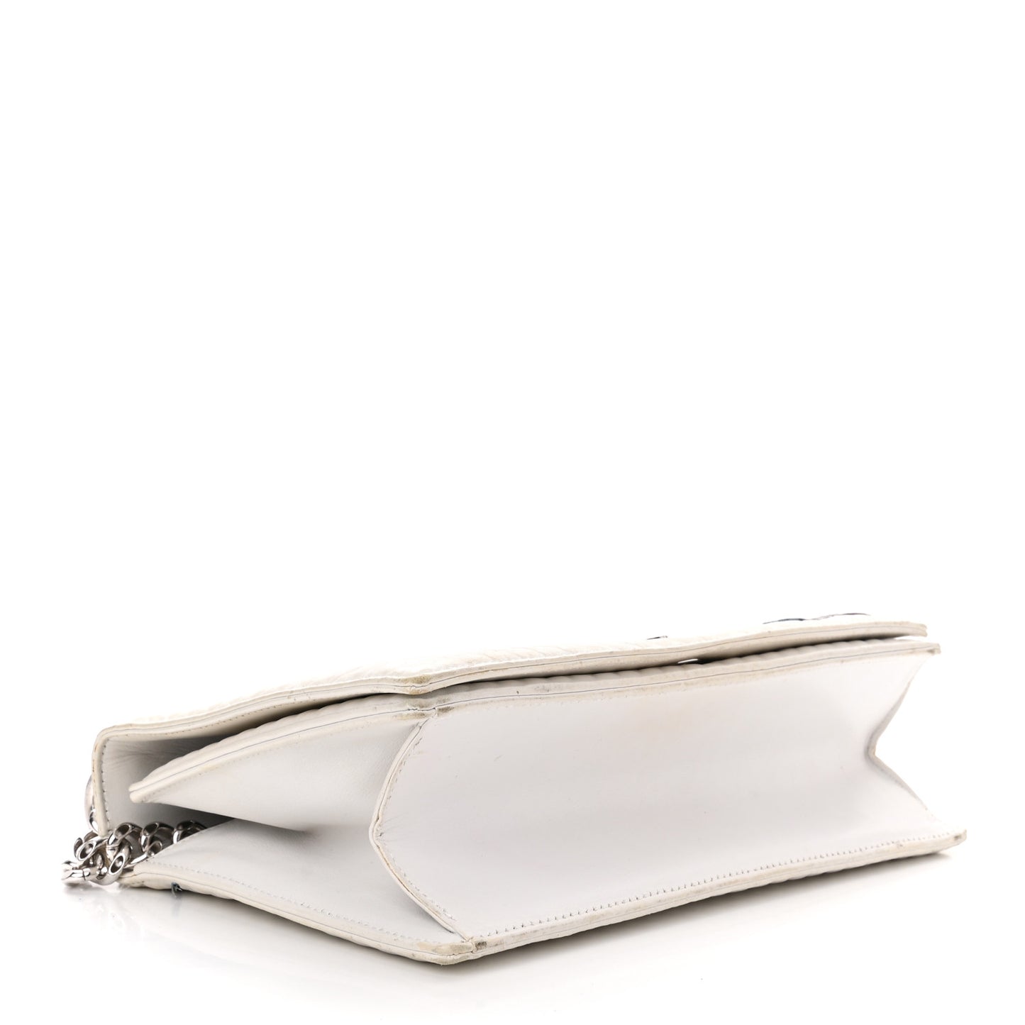 Lambskin Quilted Embroidered Small Diorama Flap Bag Off White