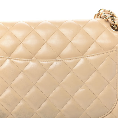 Chanel Lambskin Quilted Jumbo Double Flap Beige 9 of 18
