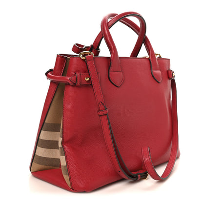 Burberry Derby Calfskin House Check Medium Banner Tote Russet Red 3 of 9