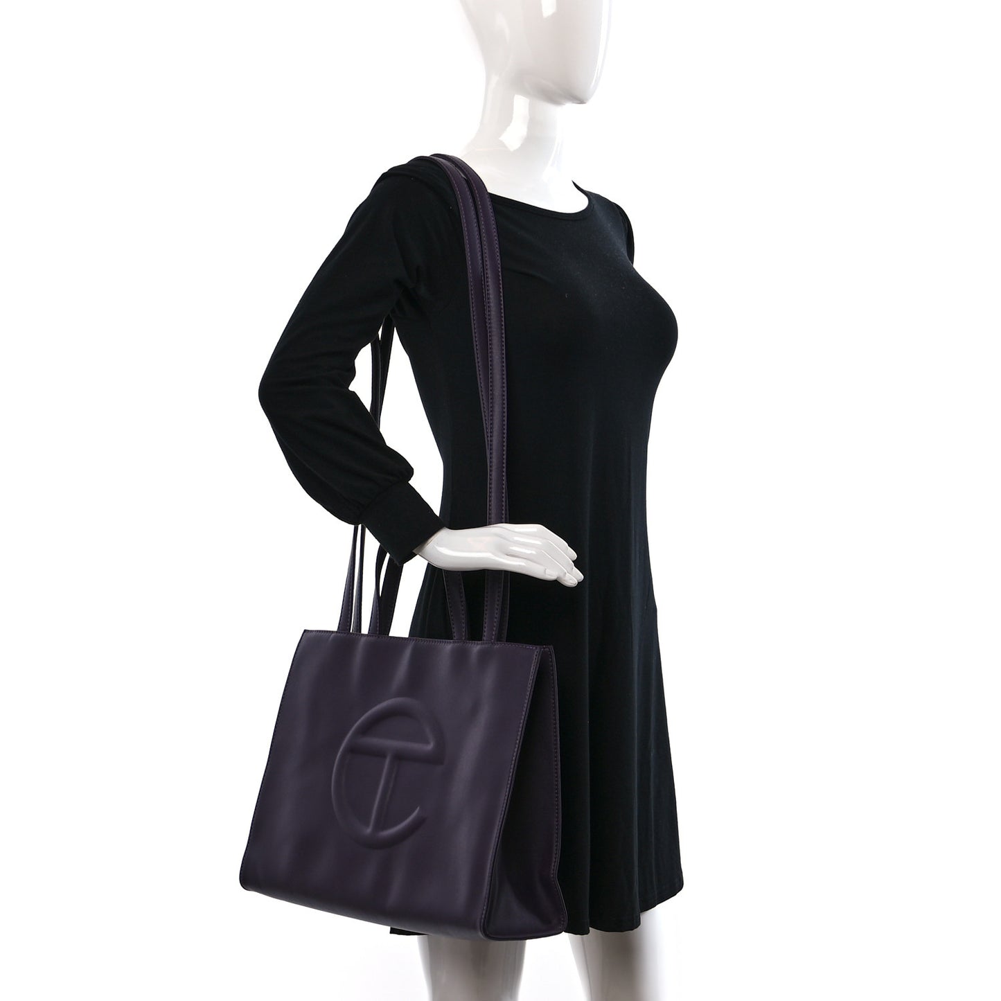 Vegan Leather Medium Shopping Bag Eggplant