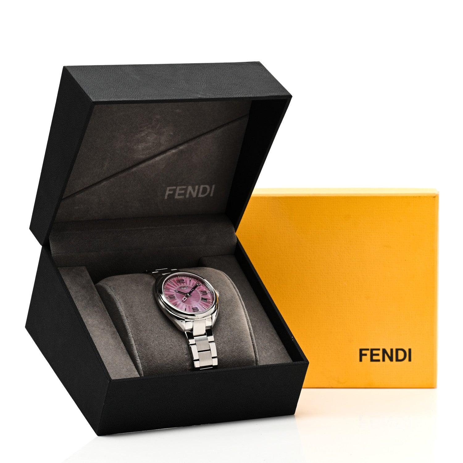 Fendi Stainless Steel Pink Mother of Pearl 34mm Momento Quartz Watch 5 of 5