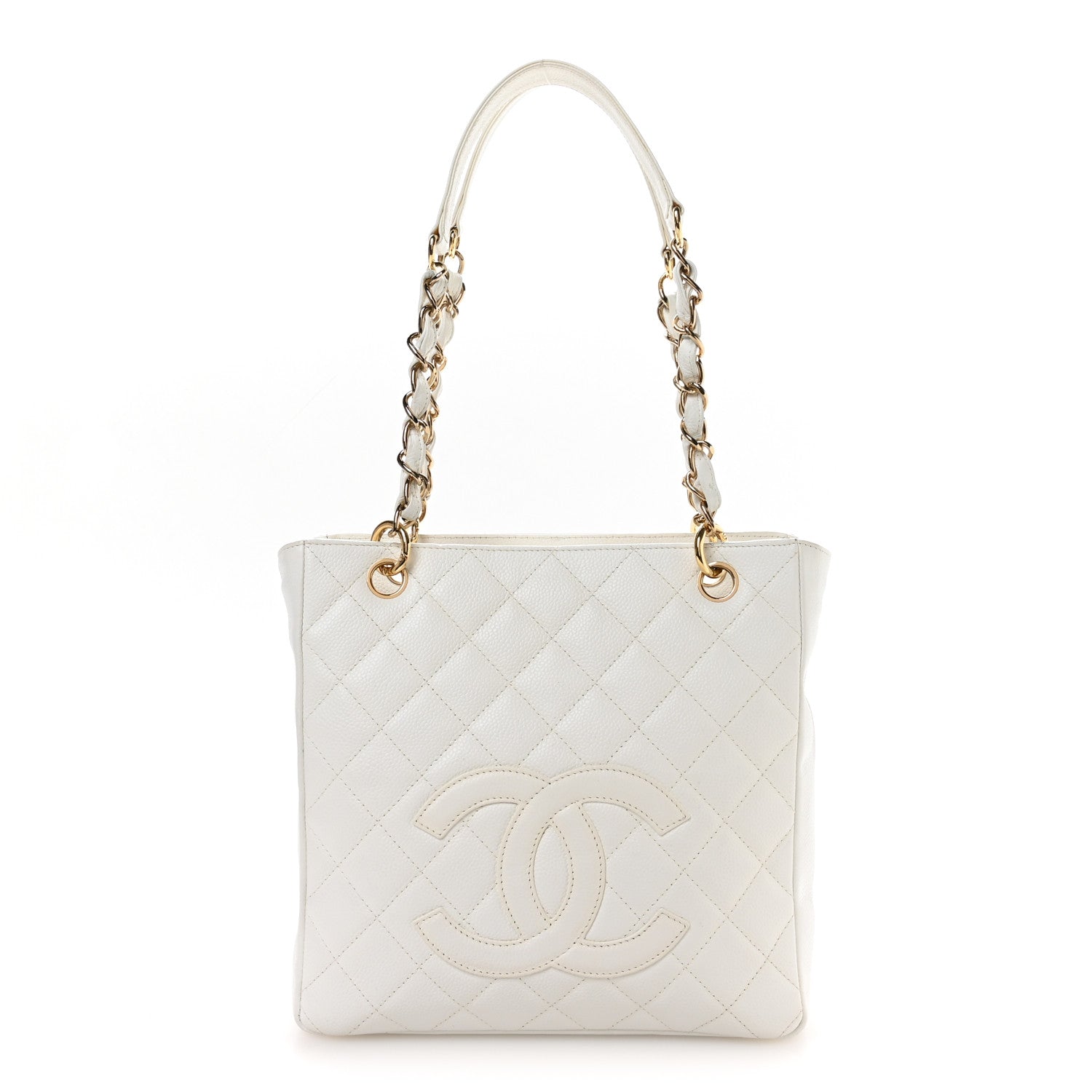 Chanel Caviar Quilted Petit Shopping Tote PST White 1 of 10