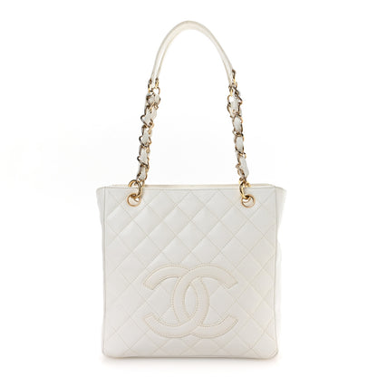 Chanel Caviar Quilted Petit Shopping Tote PST White 1 of 10