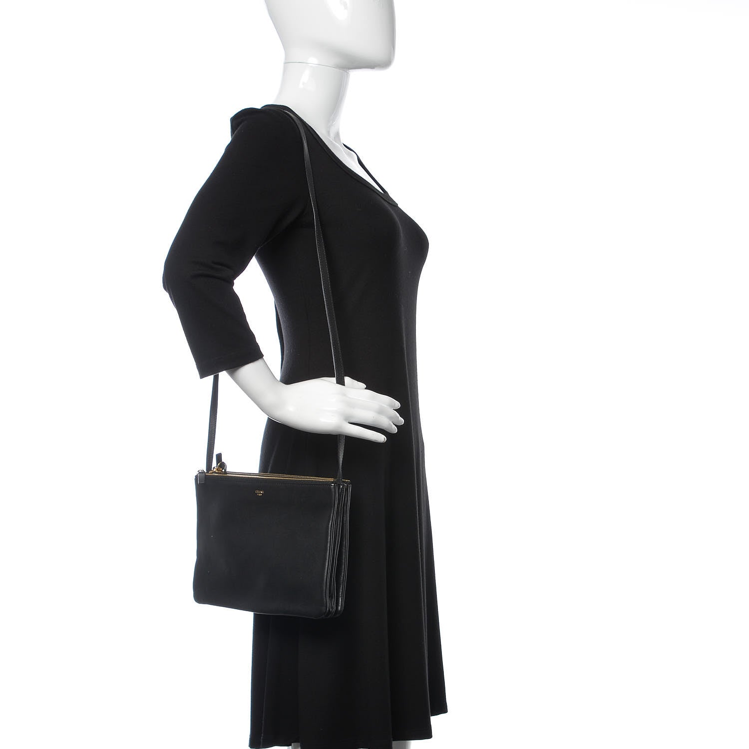 Celine Lambskin Large Trio Crossbody Bag Black 2 of 14