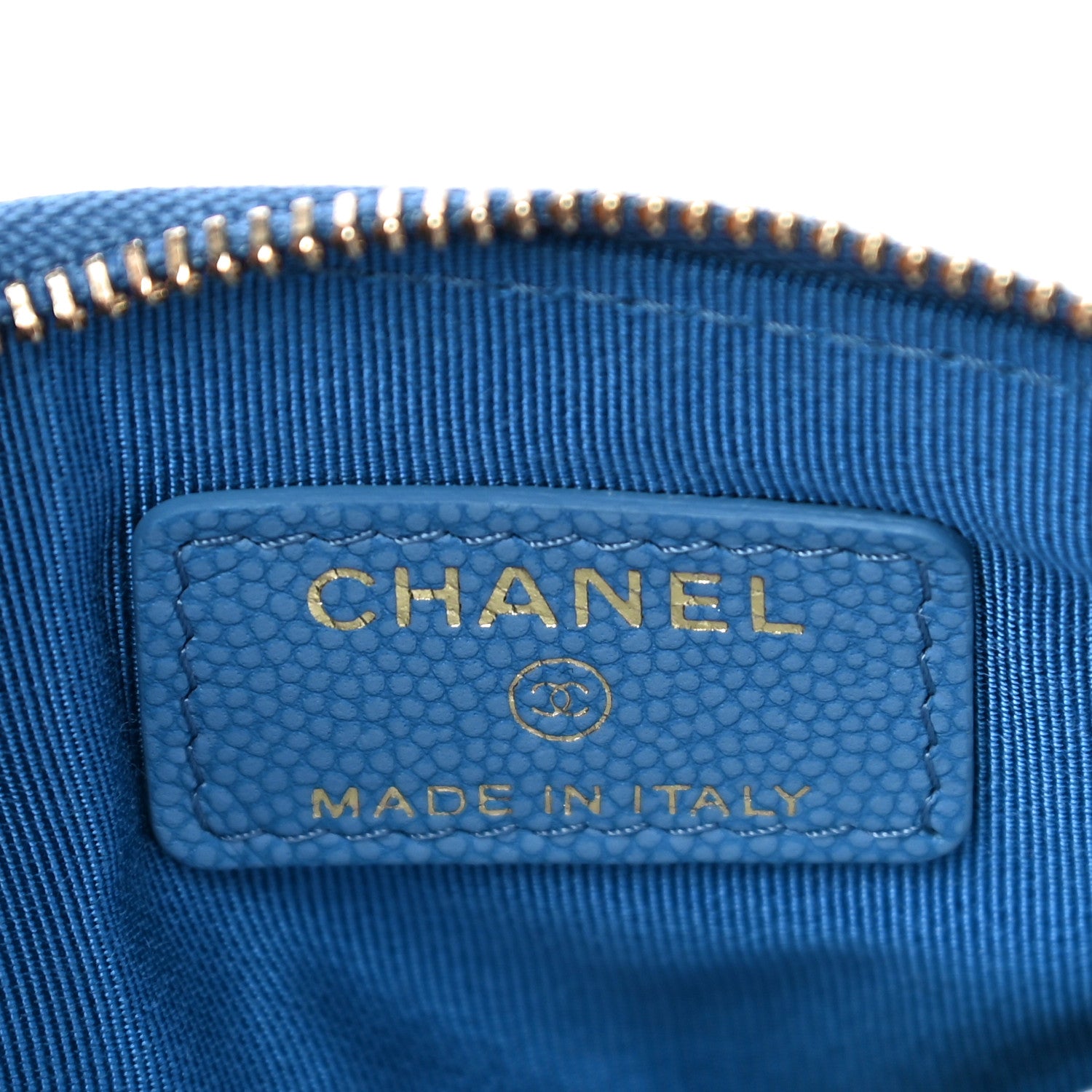Chanel Caviar Chevron Quilted Small Cosmetic Case Blue 6 of 11
