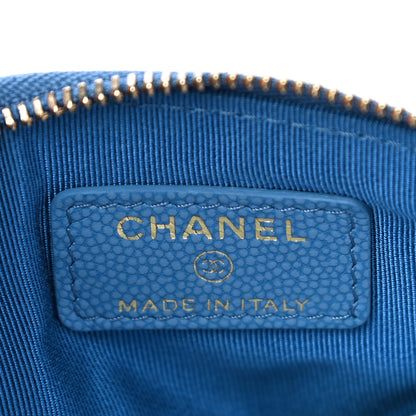 Chanel Caviar Chevron Quilted Small Cosmetic Case Blue 6 of 11