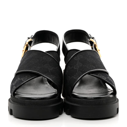 Gucci Monogram Granada Kid Trip 40/72mm Lug Sole Sandals 37 Black 2 of 9