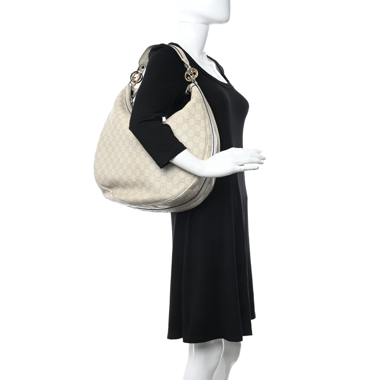 Guccissima Large GG Twins Hobo Off White