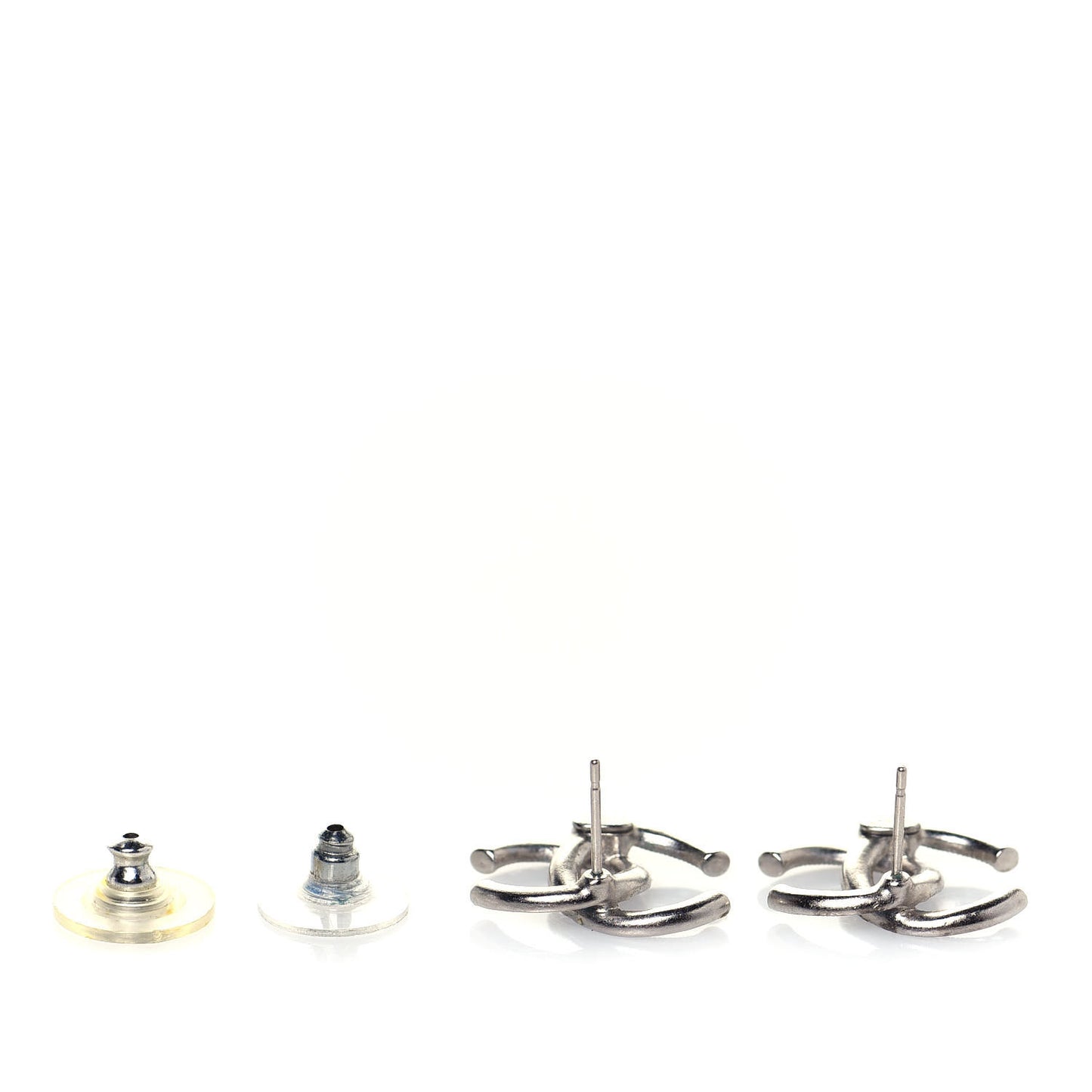 Baguette Crystal CC Earrings Silver Blue