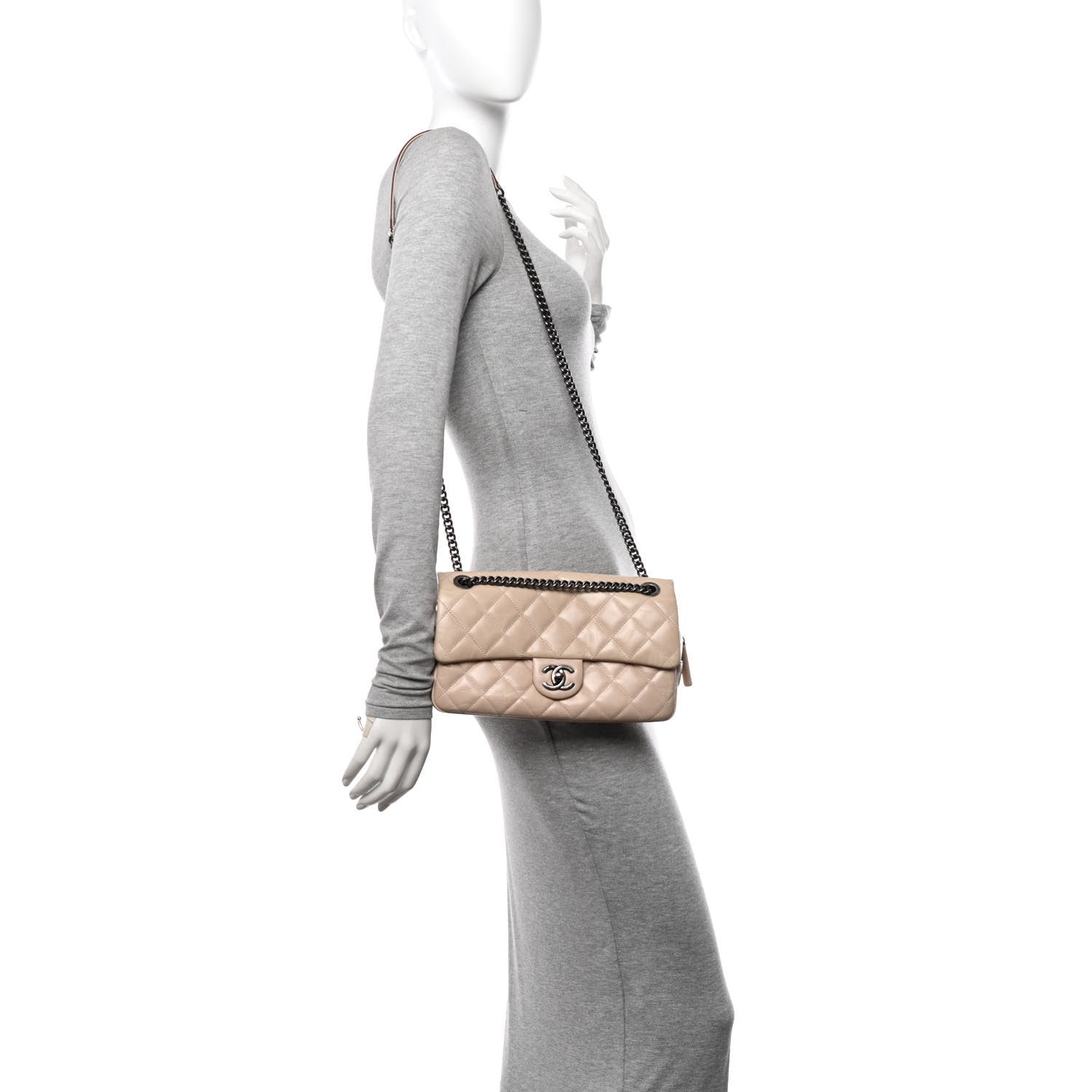 Chanel Glazed Calfskin Quilted Medium Duo Color Flap Light Pink 2 of 12