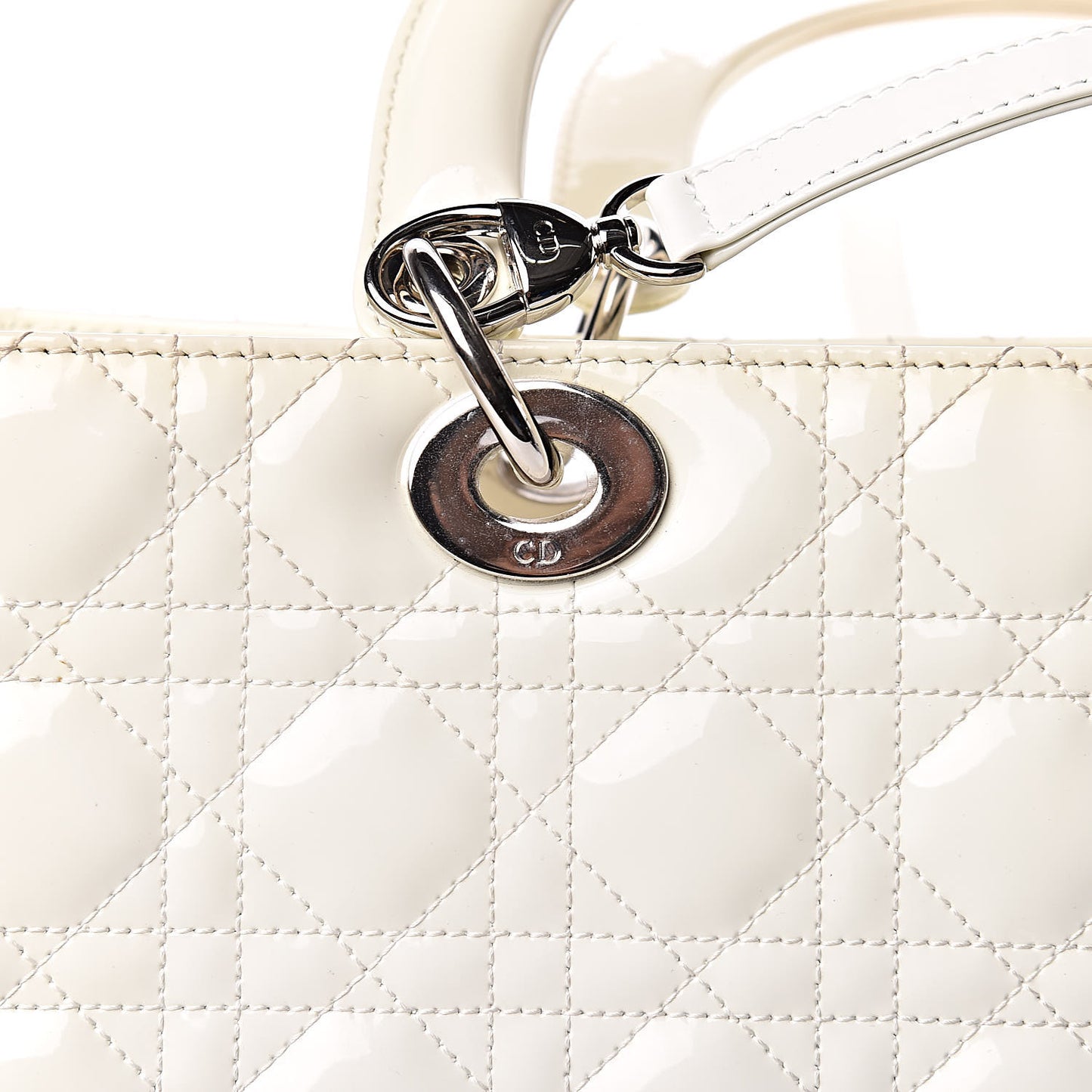 Patent Cannage Large Lady Dior White