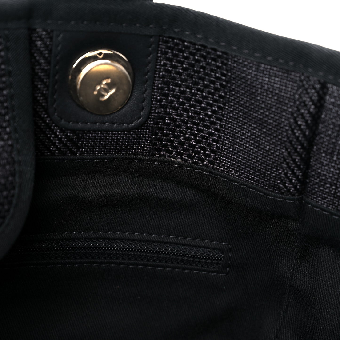 Mixed Fibers Calfskin Striped Medium Deauville Tote Black