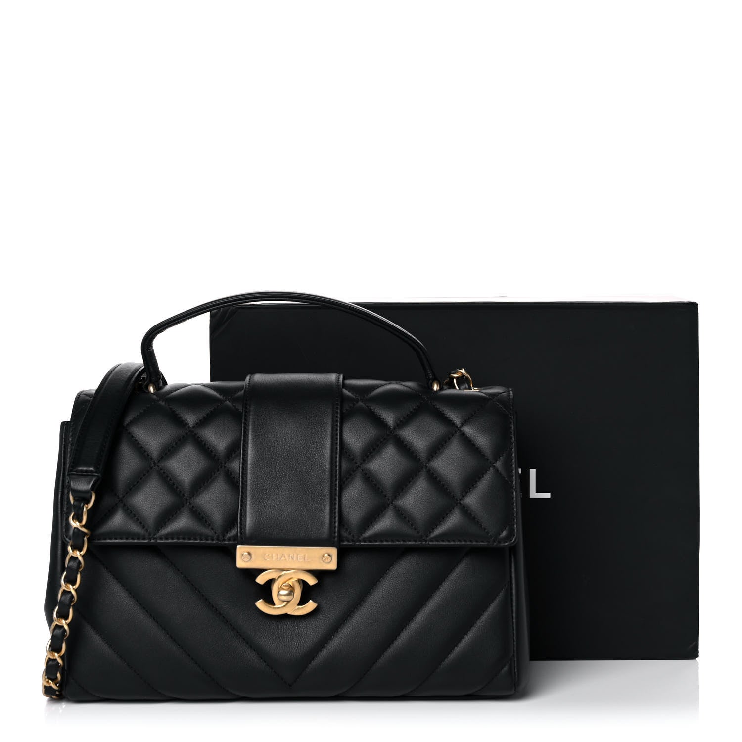 Chanel Calfskin Quilted Chevron In The City Bag Black 12 of 12