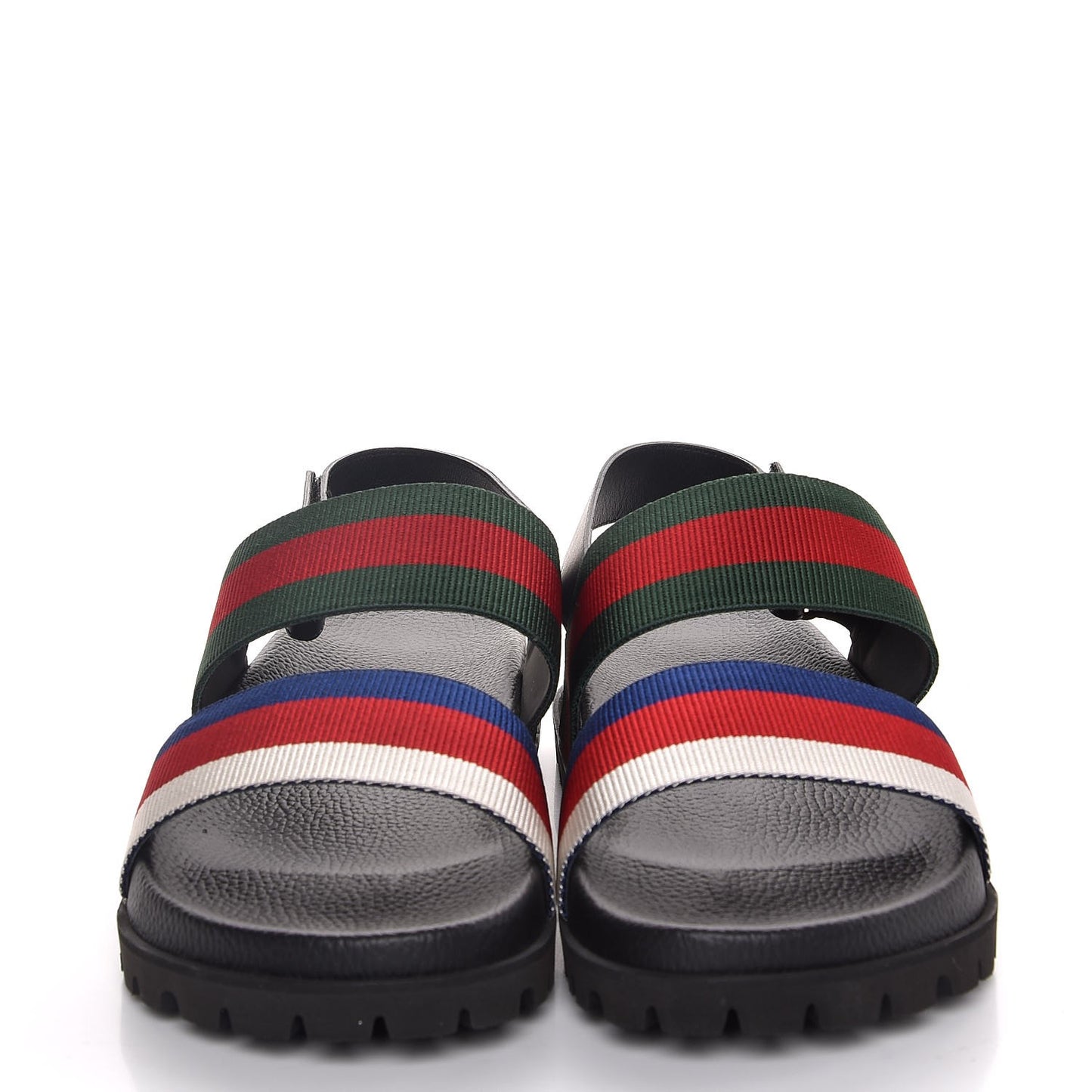 Calfskin Double Web Mens Rimini Lug Sole Sandals 12 Black