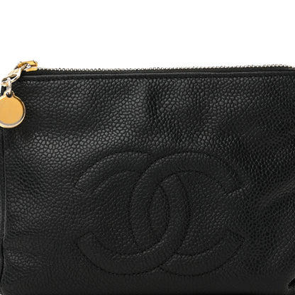 Chanel Caviar Timeless CC Cosmetic Pouch Bag Black 9 of 13