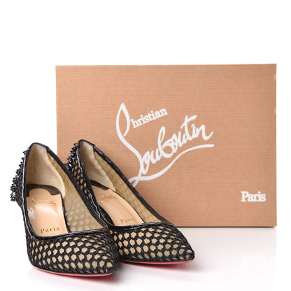 Christian Louboutin Fishnet Mesh Suede Guni 55 Spiked Pumps 37 Black 12 of 12