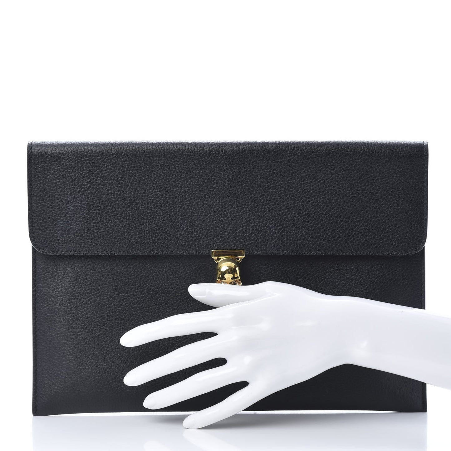 Calfskin Skull Envelope Clutch Black