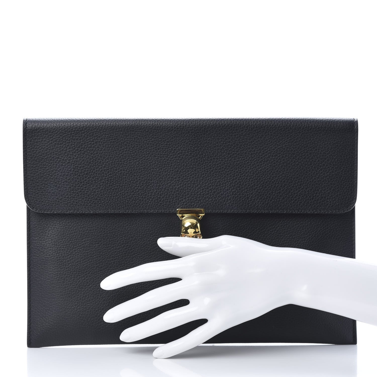 Alexander McQueen Calfskin Skull Envelope Clutch Black 2 of 8