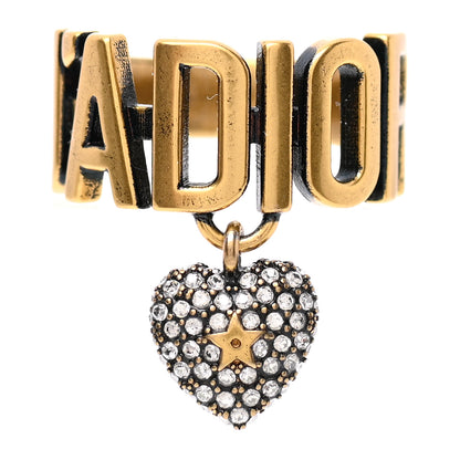 Christian Dior Metal J'Adior Crystal Heart Charm Ring L Gold 1 of 4