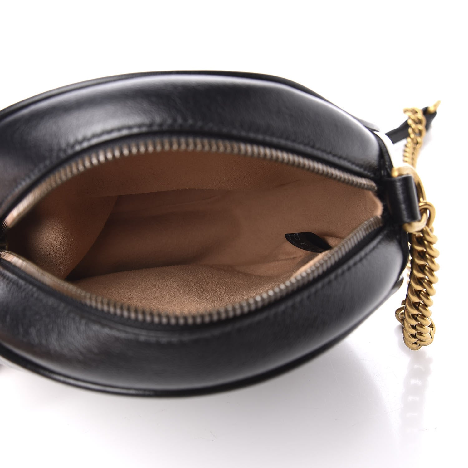 Gucci Azalea Calfskin Matelasse Heart Mini GG Marmont Round Shoulder Bag Black 4 of 10