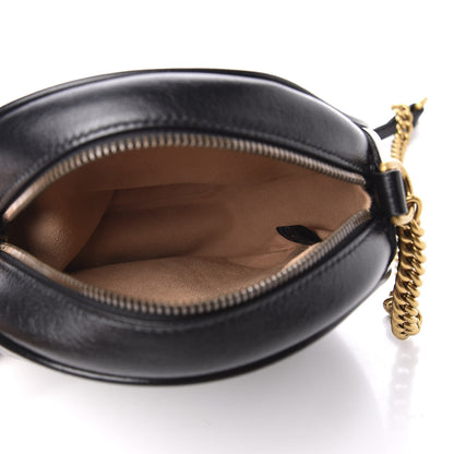 Gucci Azalea Calfskin Matelasse Heart Mini GG Marmont Round Shoulder Bag Black 4 of 10