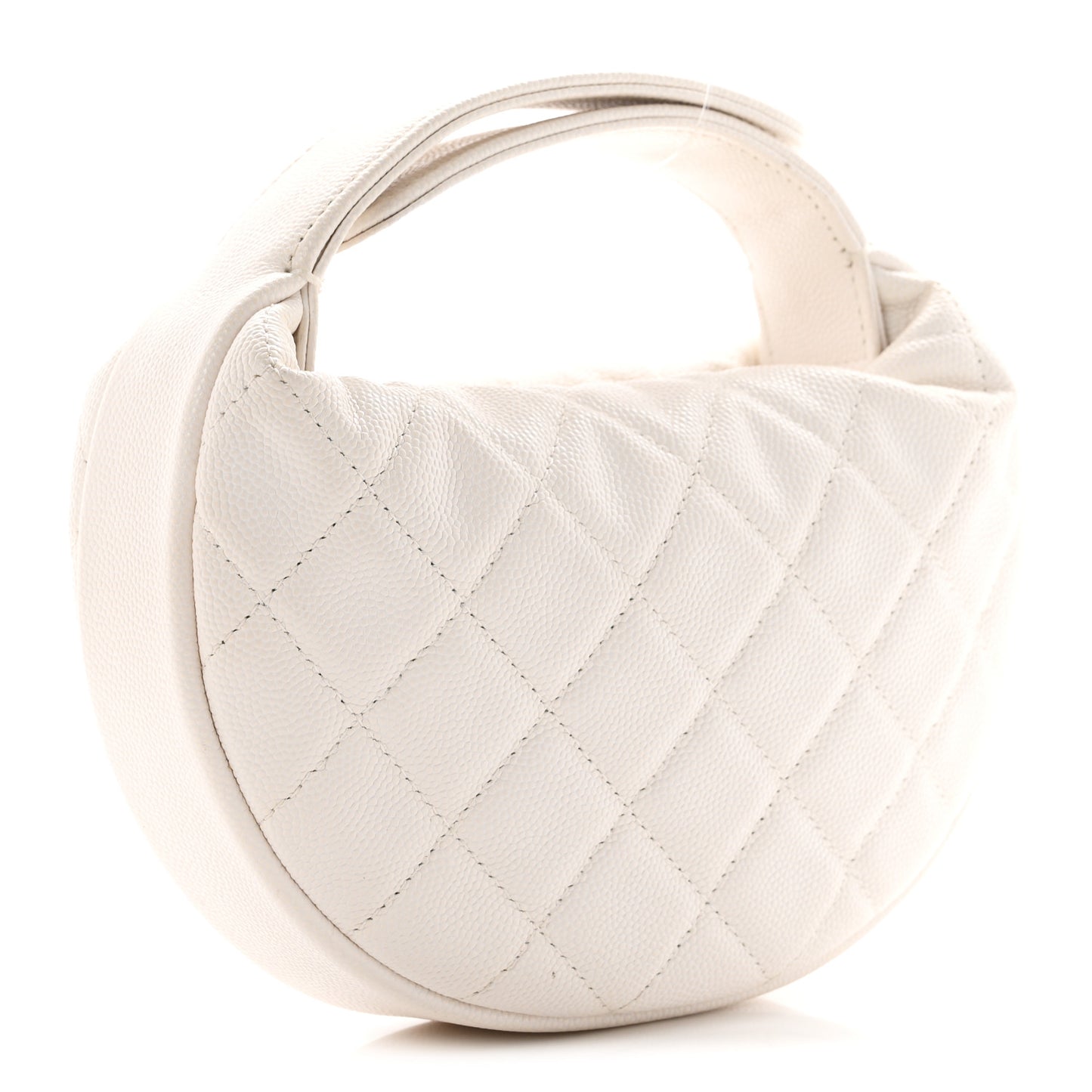 Caviar Quilted Polly Pocket Pouch Hobo White