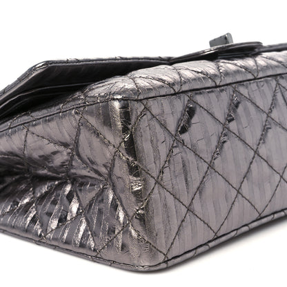 Chanel Metallic Calfskin Striped 2.55 Reissue 227 Silver 9 of 11