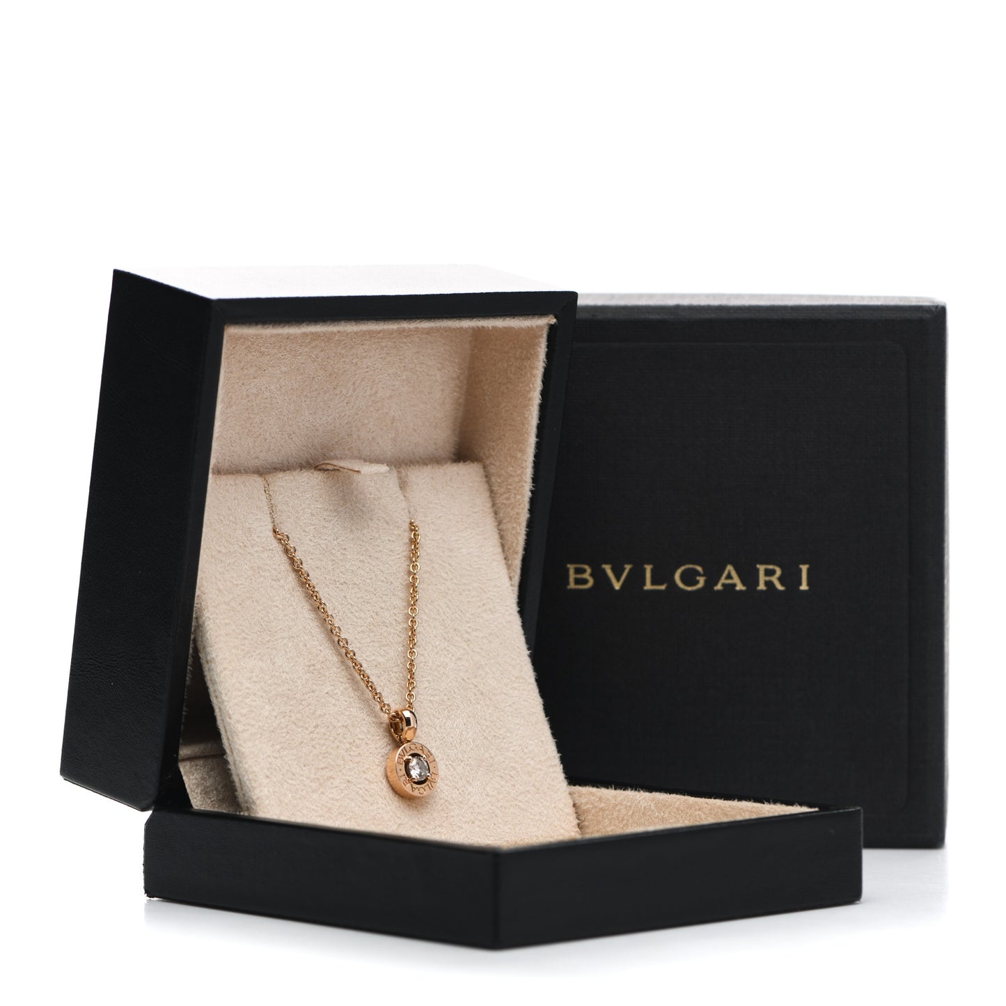 18K Rose Gold Diamond BVLGARI BVLGARI Pendant Necklace