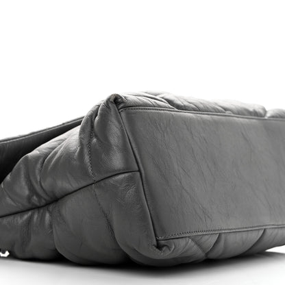 Saint Laurent Calfskin Quilted Medium Loulou Puffer Monogram Chain Satchel Storm 9 of 12