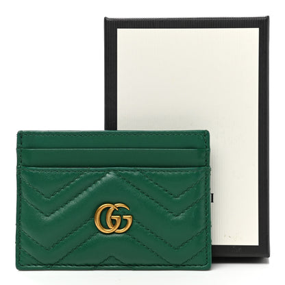 Gucci Calfskin Matelasse GG Marmont Card Holder Emerald Green 7 of 7