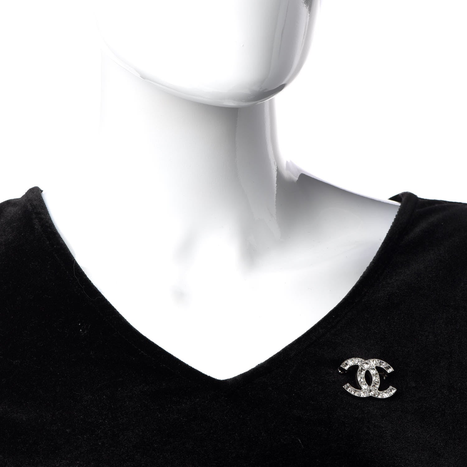Chanel Crystal CC Brooch Silver 2 of 5