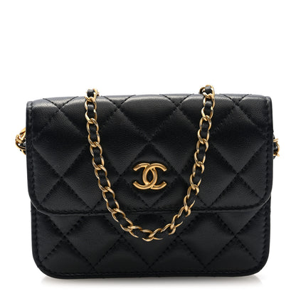 Chanel Lambskin Quilted Pearl Crush Flap With Chain Black 1 of 11