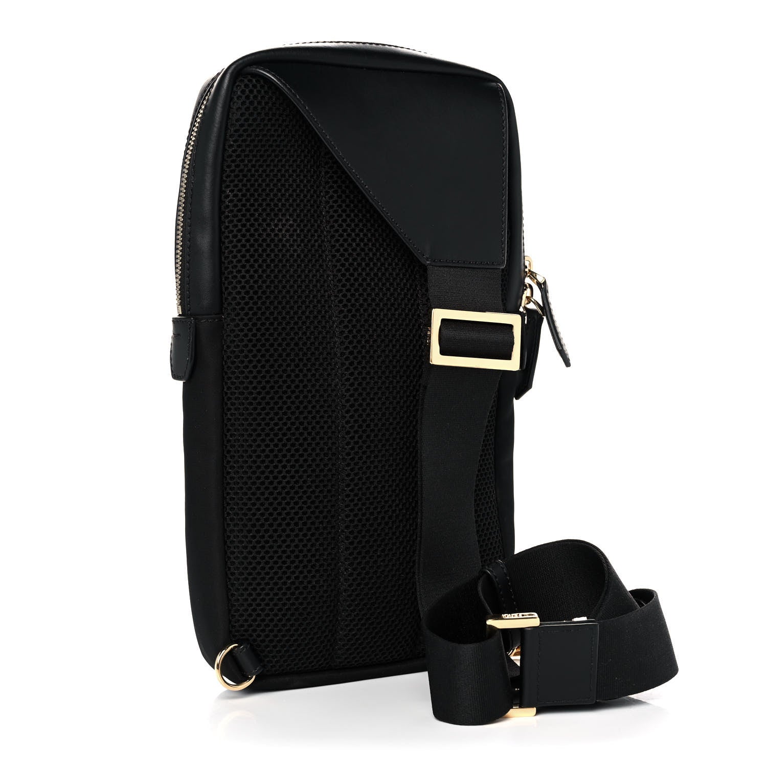 Fendi Nylon Vitello Liberty Metal Monster Eyes Sling Bag Black 2 of 10
