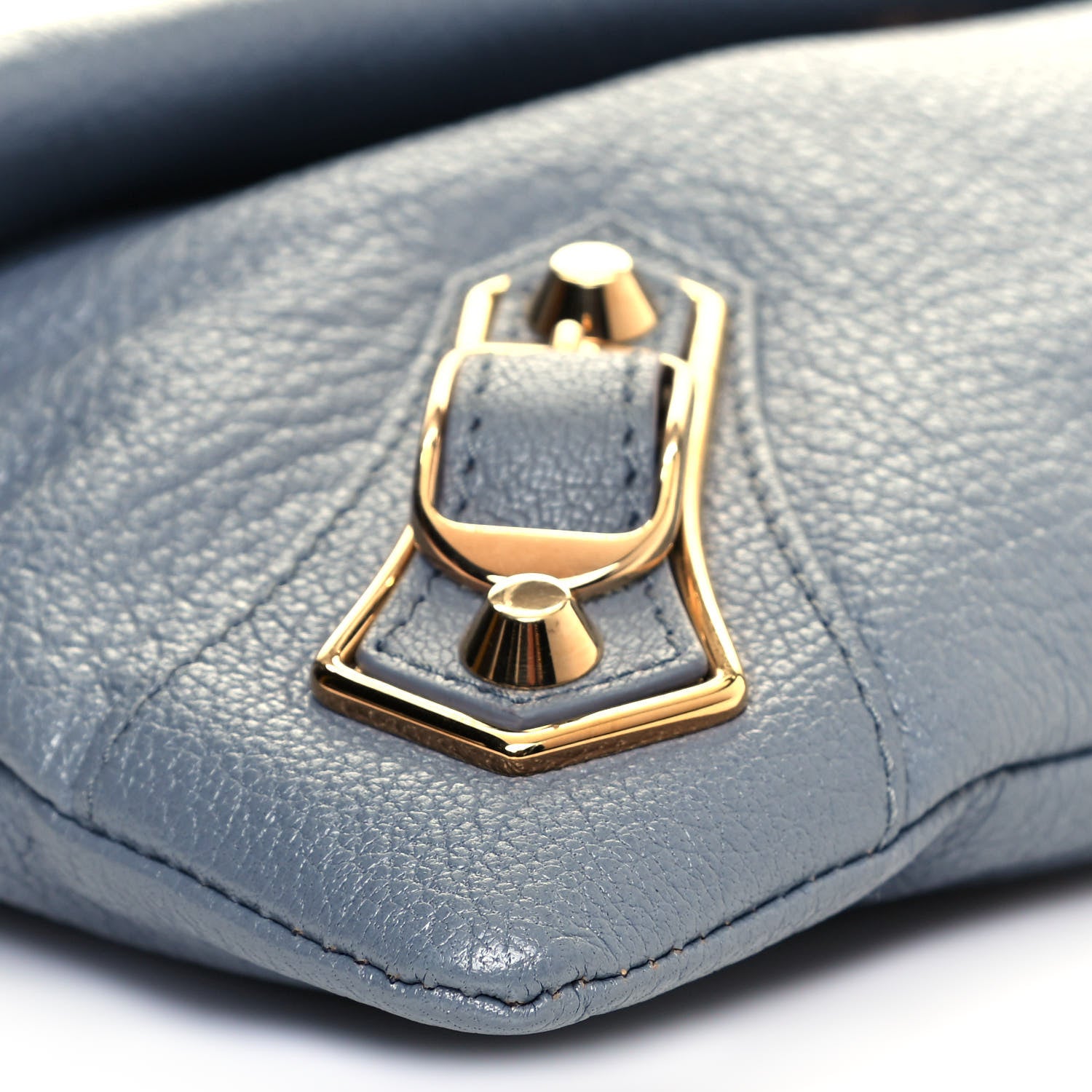 Balenciaga Chevre Gold Metallic Edge Hardware Envelope Clutch Bleu Acier 5 of 11