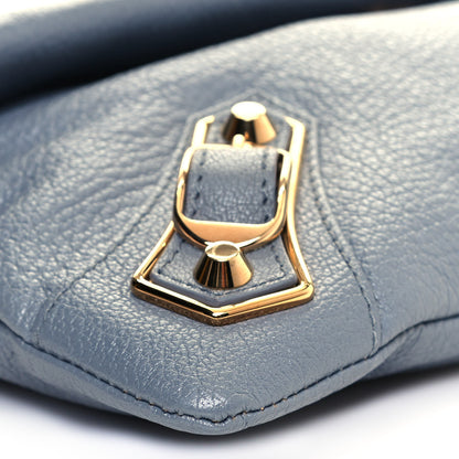 Balenciaga Chevre Gold Metallic Edge Hardware Envelope Clutch Bleu Acier 5 of 11