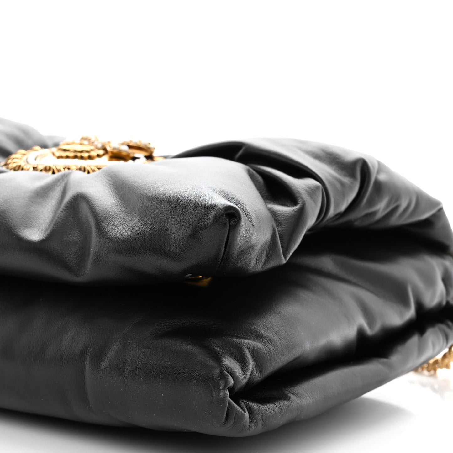 Calfskin Devotion Clutch With Chain Black