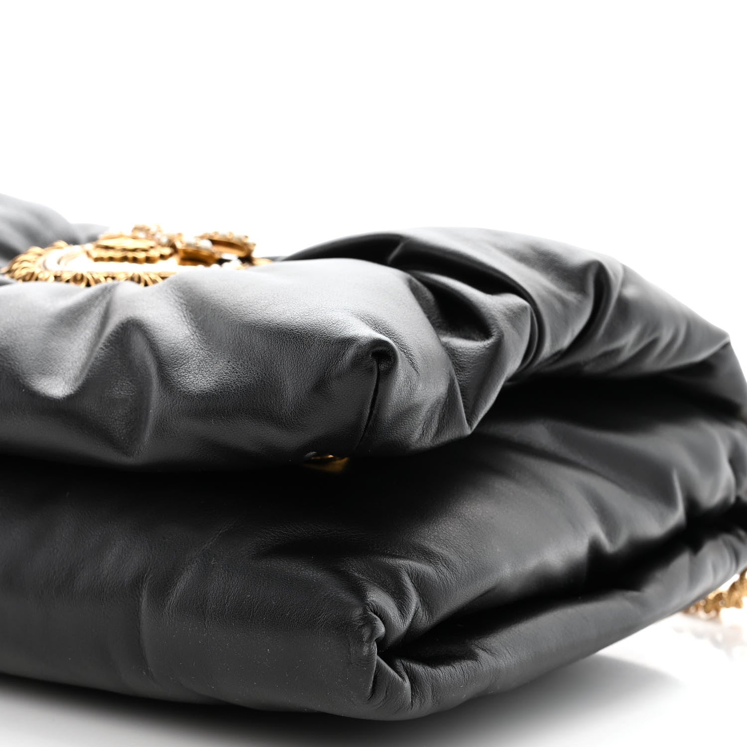 Dolce & Gabbana Calfskin Devotion Clutch With Chain Black 9 of 9