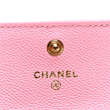 Chanel Shiny Caviar Chevron Quilted Flap Card Holder Pink 6 of 9